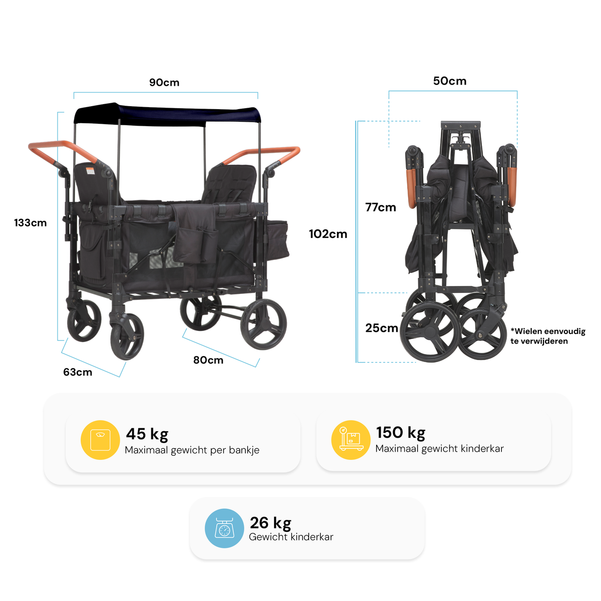 P-Series Luxe 4-zits kinderkar