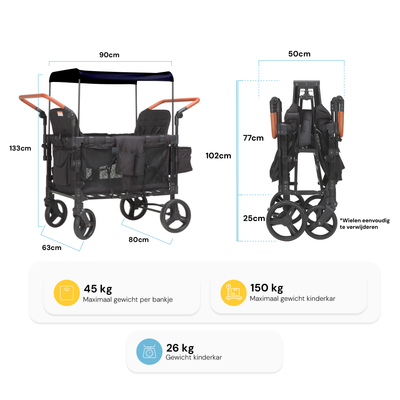 P-Series Luxe 4-zits kinderkar