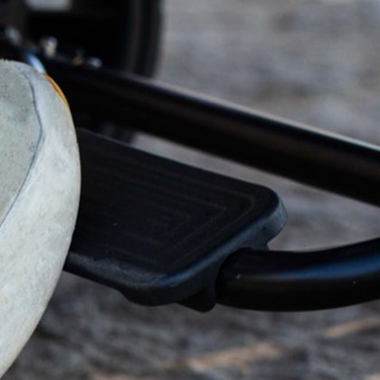 Close-up of the brake pedal